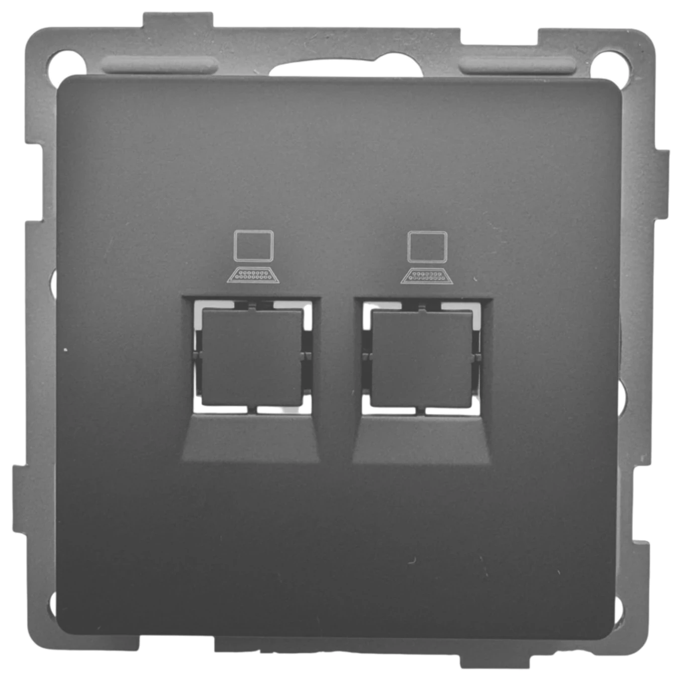 Розетка RJ45 2-я тёмн. серая Софт-тач